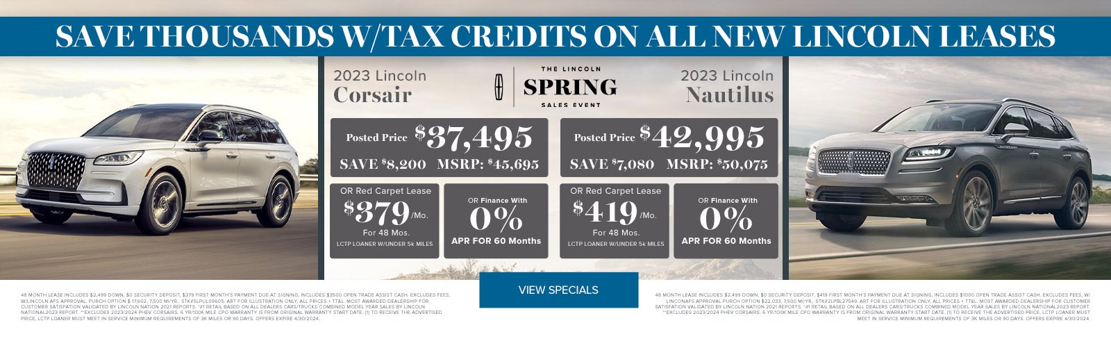 2023 Lincoln Corsair and Nautilus 0% for 60 months April 24
