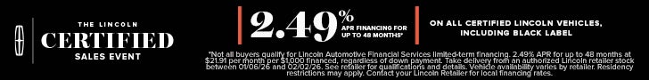 Lincoln Certified Sales Event - 2.49% for 48 months offer