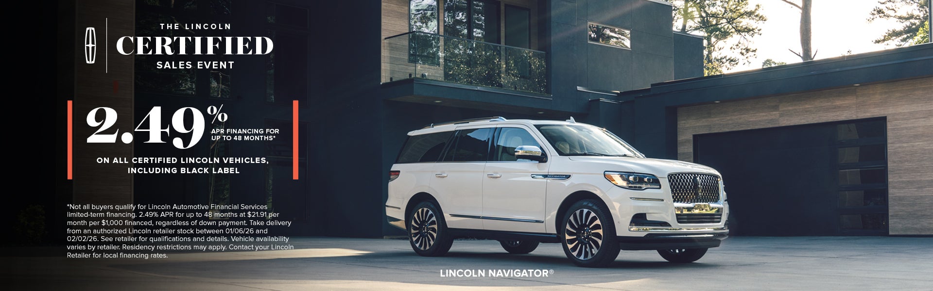 2.49% financing for 48 months on Lincoln CPO