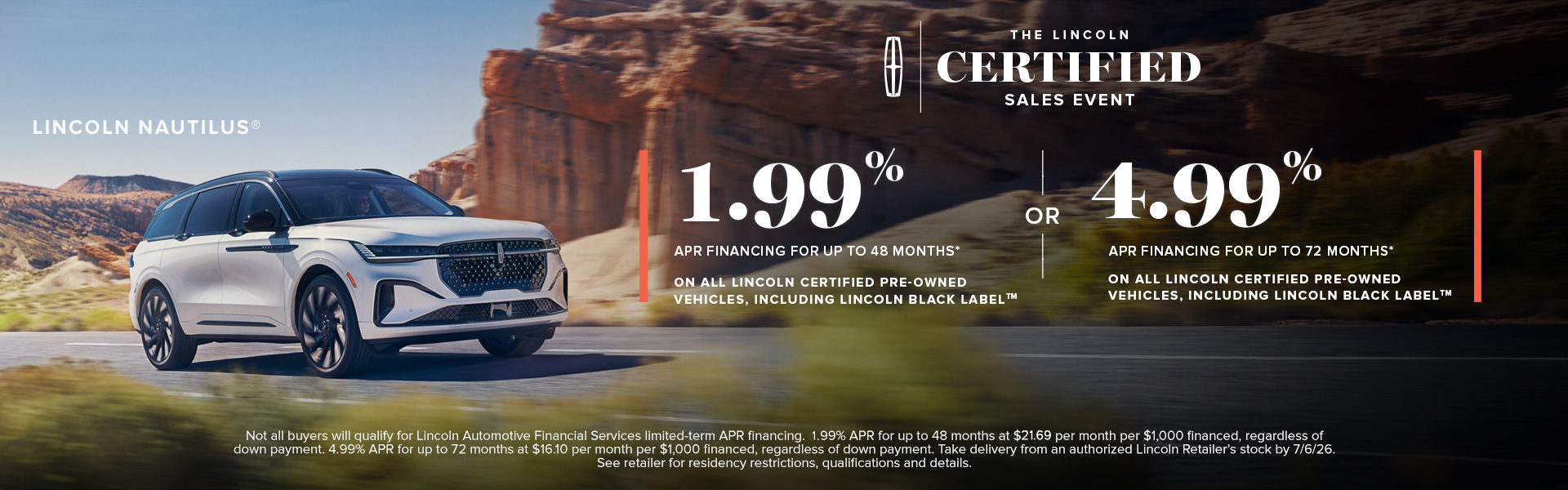 2.99% financing for 48 months on Lincoln CPO
