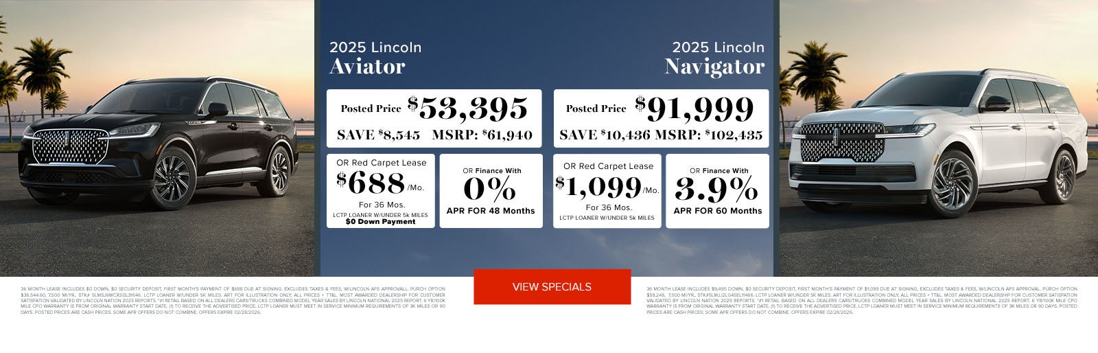 2025 Lincoln Aviator and 2025 Navigator February 2026 Offers
