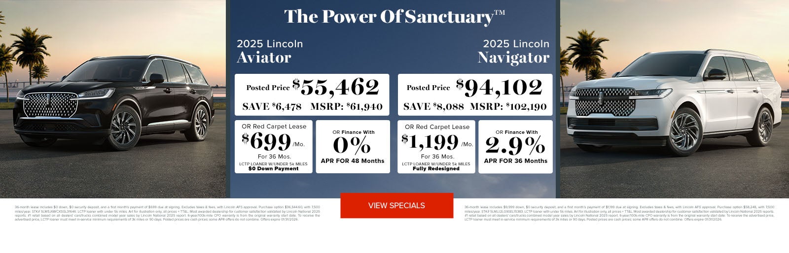 2025 Lincoln Aviator and 2025 Navigator January 2026 Offers