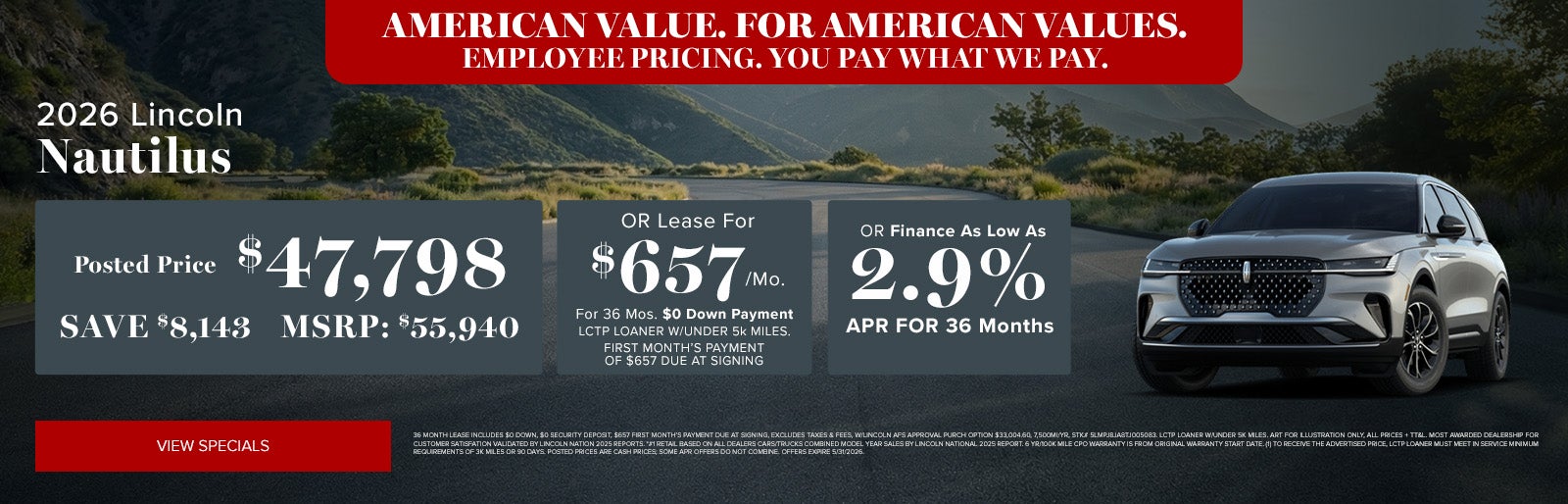 2026 Lincoln Nautilus Employee Pricing at Lincoln Dominion
